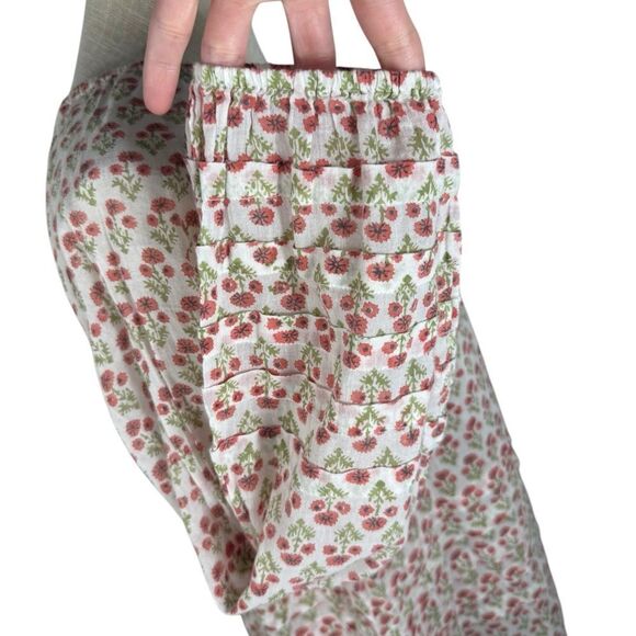 Roller Rabbit Red & Green Floral Tassel Tie Lightweight 3/4 Sleeve Boho Top - Picture 3 of 8